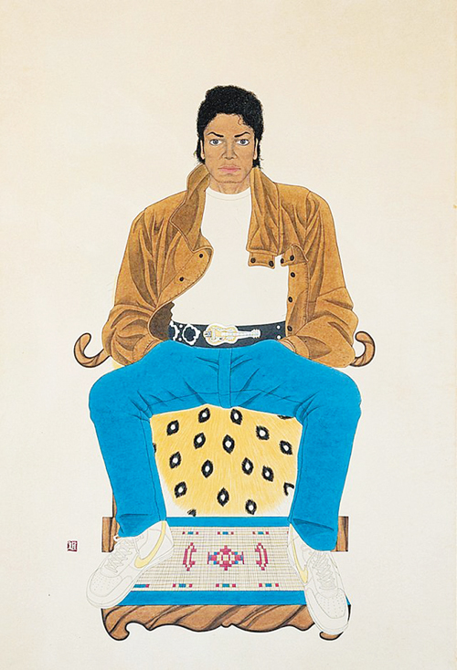 마이클 잭슨을 어진 형식으로 그린 ‘왕의 초상(P.Y.T)’.