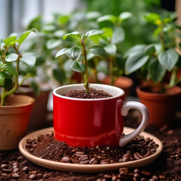 커피박을 활용한 친환경 조경 토양개량제를 사용한 화분(사진=포스코이앤씨)