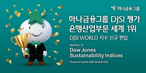 하나금융그룹, DJSI 은행산업부문 평가서 ‘세계 1위’ 달성