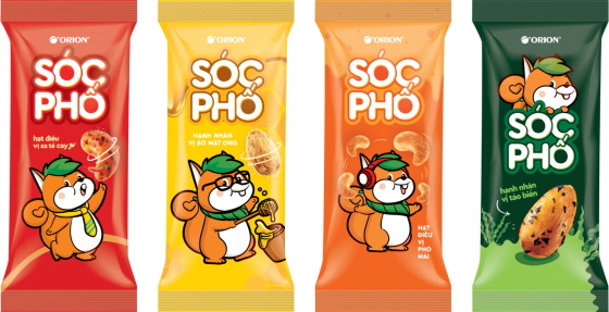 오리온이 베트남에서 신규 견과 브랜드 ‘쏙포’(Sóc Phố)를 출시했다.(사진=오리온)